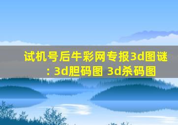 试机号后牛彩网专报3d图谜: 3d胆码图 3d杀码图